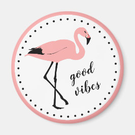 Íman Flamingo Good Vibes Magnet Preto Rosa