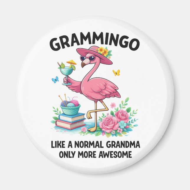 Íman Flamingo Grammingo Como uma Avó Normal Só que Mais (Frente)
