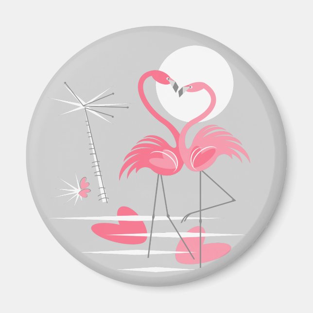 Íman Flamingo Love Magnet round (Frente)