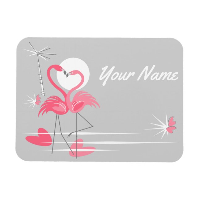Íman Flamingo Love Side Name (Nome lateral do Flamingo) (Horizontal)