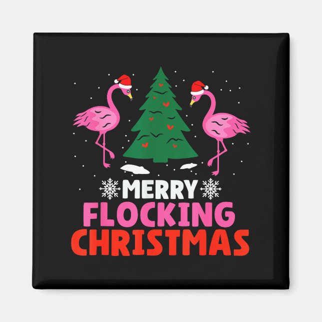 Íman Flamingo Merry Flocking Christmas Funny Xmas Men W (Frente)