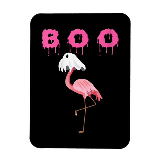 Íman Flamingo | Mulheres Flamingo Boo Ghost Halloween (Vertical)