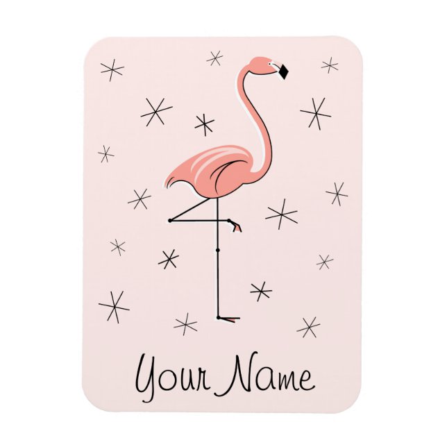 Íman Flamingo Pink Name Magnet flexível (Vertical)