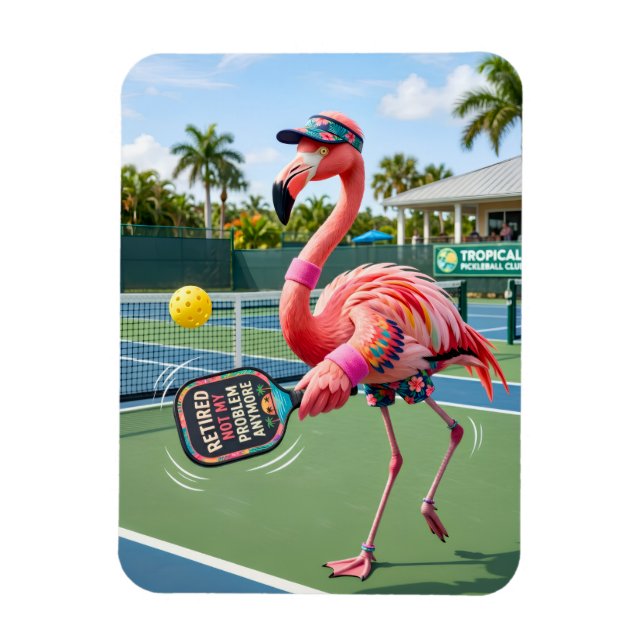 Íman Flamingo Rosa Aposentado no Clube de Pickleball Tr (Vertical)