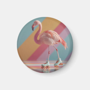 Íman Flamingo Rosa Caprichoso em Patins de Rodas