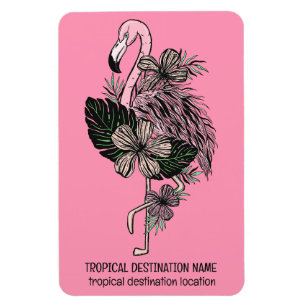 Íman Flamingo Rosa de Texto Personalizado