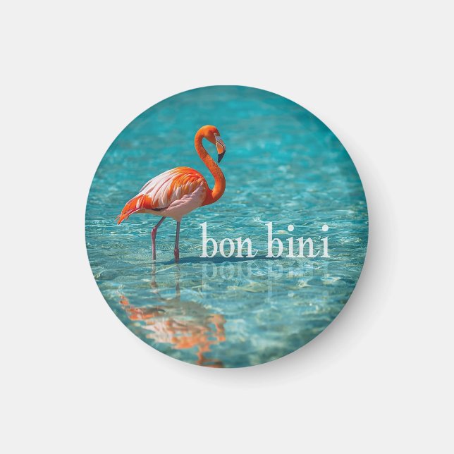 Íman Flamingo rosa ilhas abc (Frente)