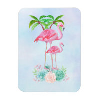 Flamingo, Rosa, Mamãe e Bebê, com Palmeiras