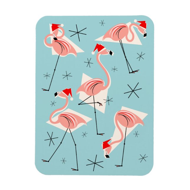 Íman Flamingo Santas Blue magnet retrato flexível (Vertical)