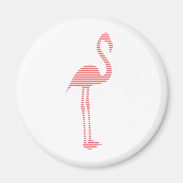Íman Flamingo - tiras - rosa e branco. (Frente)