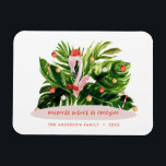 Íman Flamingo tropical de Natal, botânico moderno da pa<br><div class="desc">O baralho tropical do Natal,  o design contemporâneo de palma botânica flamingo na moda.</div>