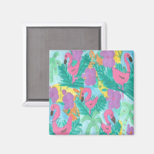 Íman Flamingo Tropical Jungle Patterno