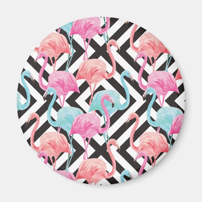 Íman Flamingoes no Padrão de Design Negrito (Frente)
