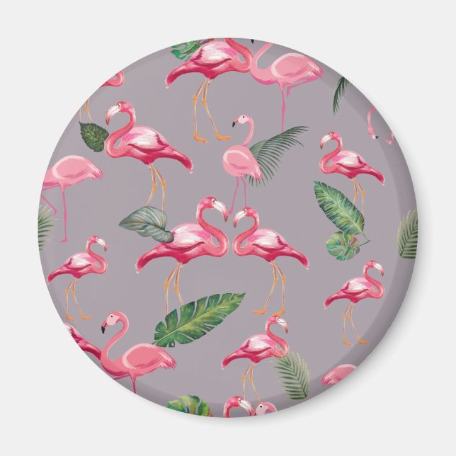 Íman Flamingos Amam o Padrão 6 (Frente)
