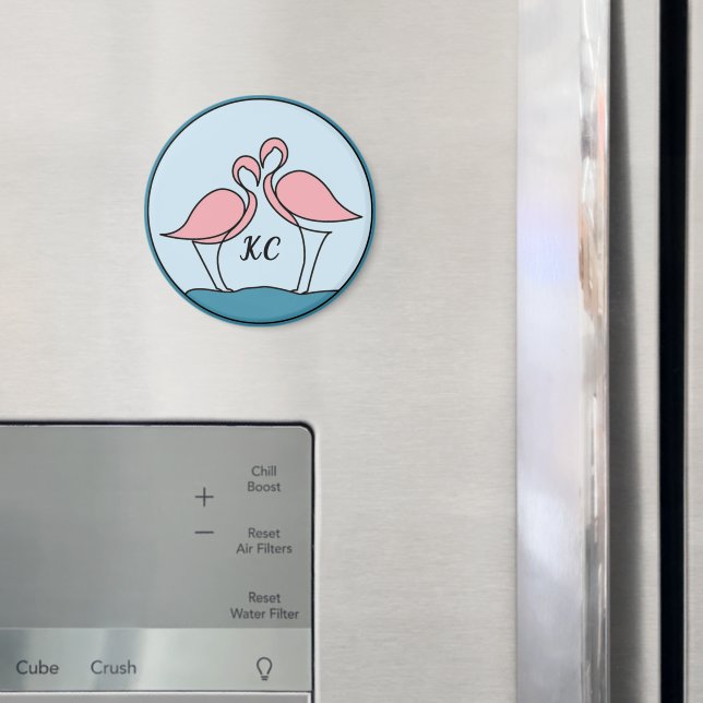 Íman Flamingos cor-de-rosa, Monogramas Art ou Photo Kit (In Situ (Fridge))