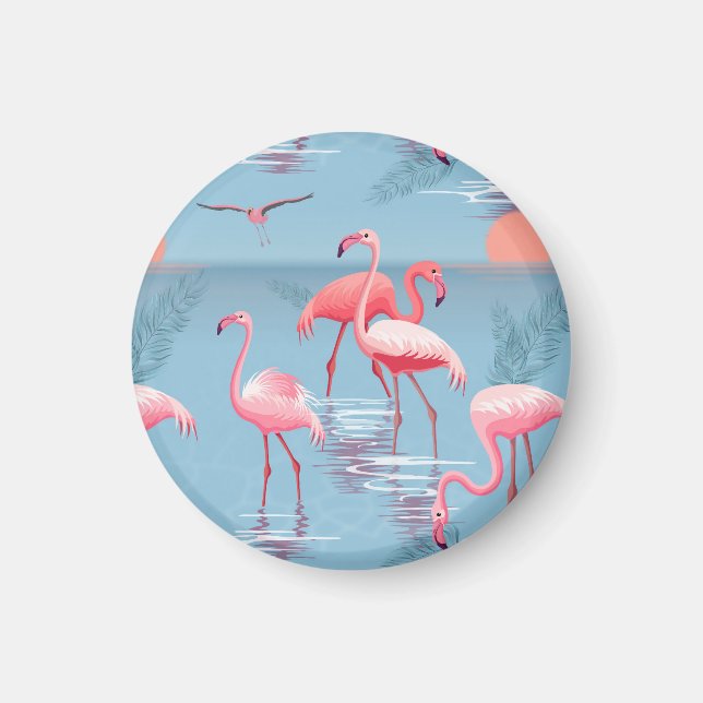 Íman Flamingos Padrão 1 (Frente)