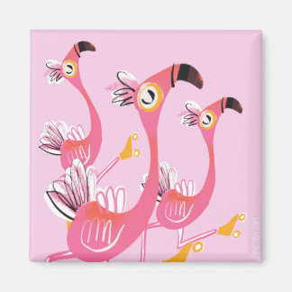 Íman Flamingos Roller Skating