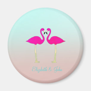 Íman Flamingos Rosa Adoráveis Em Apaixonados Personali
