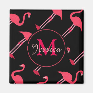 Íman Flamingos Rosa em Preto