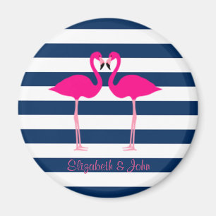 Íman Flamingos Rosa Fofos Apaixonados,Listrado-Personal