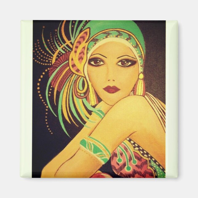 Íman Flapper Art Deco Dancer Lady Magnet (Frente)