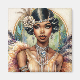 Íman Flapper Black Woman Roaring 20s Glamor