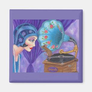 Íman Flapper Girl Roaring Twties Gramophone