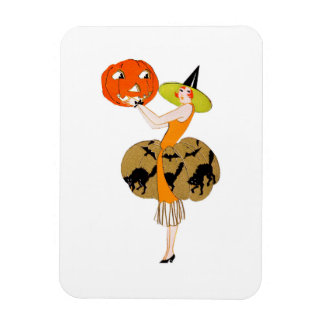 Íman Flapper segurando um Jack-O-Lanterna