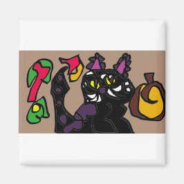 Íman Flatão de gato preto outono