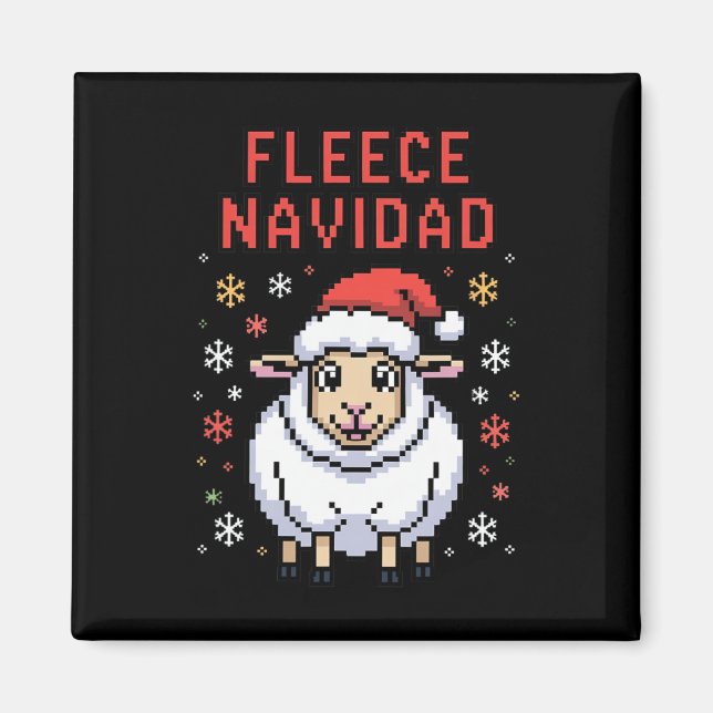 Íman Fleece Navidad Febre Suéter Engraçado Ovelha de Na (Frente)