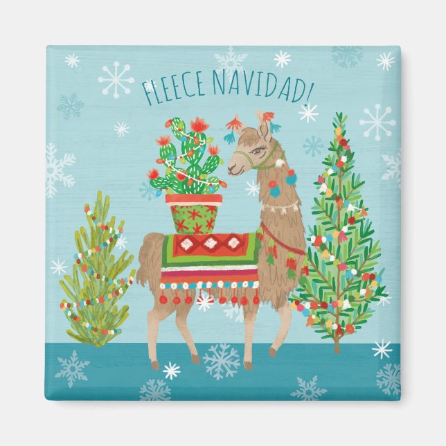 Íman Fleece Navidad | Lindos Llamas Natal (Frente)