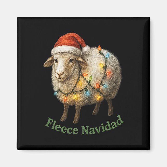 Íman Fleece Navidad, Ovelhas de Natal Engraçadas Com Fé (Frente)