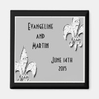 Fleur de Lis Black and Silver Magnet personalizado