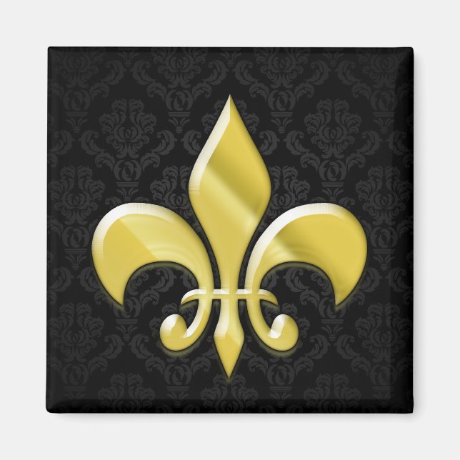 Íman Fleur de Lis (Damasco preto/Dourado) (Frente)