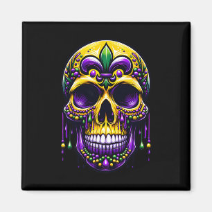 Íman Fleur De Lis Mardi Gras Skull Carnaval de Nova Orl