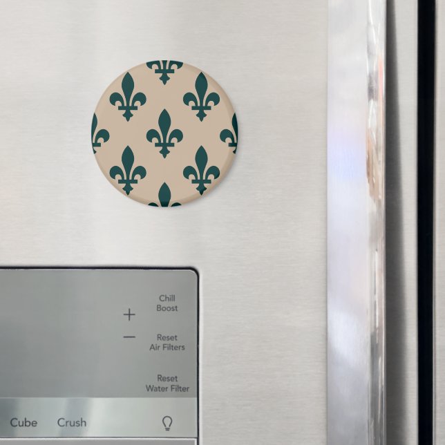 Íman Fleur de Lis Pattern, Real Verde Francês em Creme (In Situ (Fridge))