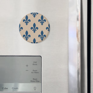 Íman Fleur de Lis Pattern, Royal French Blue em Creme