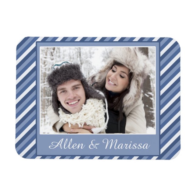 Íman Flex de Fotografia Personalizada com Faixa Azul (Horizontal)
