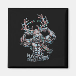 Íman Flexin Através Da Snow Funny Christmas Gym Workou
