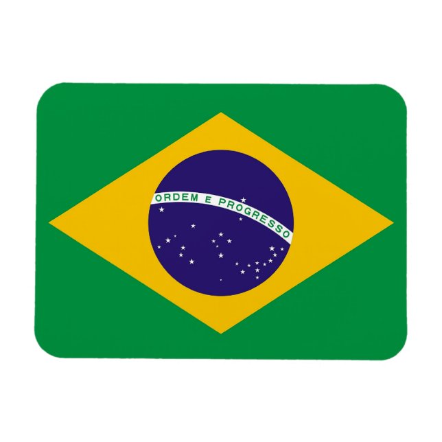Íman flexível patriótico com bandeira do Brasil (Horizontal)