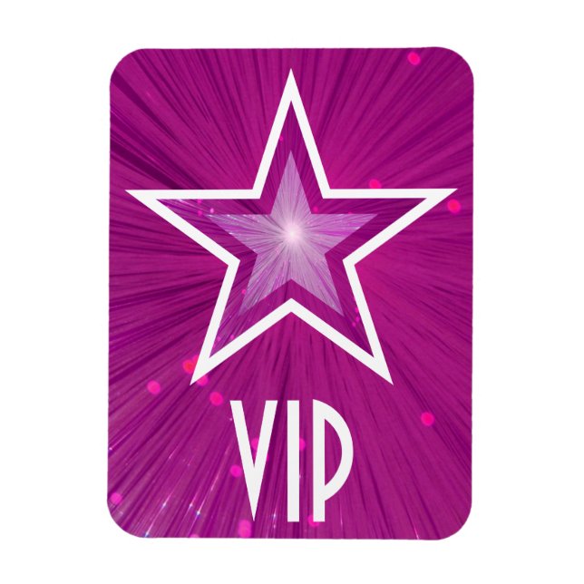 Íman flexível "VIP" em estrela rosa (Vertical)