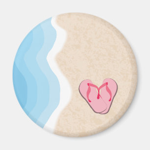 Íman Flip-flops cor-de-rosa no ímã da praia