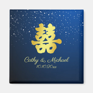 Íman Floco de neve azul de casamento chinês dupla felic