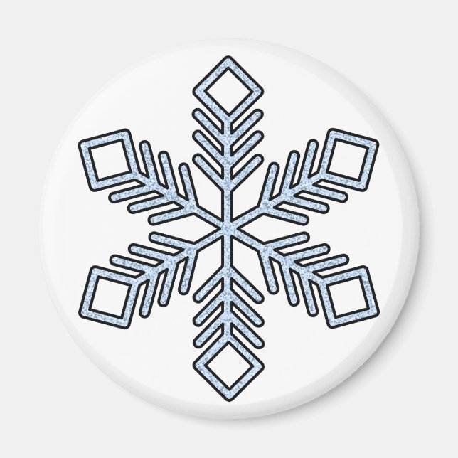 Íman Floco de Neve Brilhante - Galhos Azul Bebê (Frente)