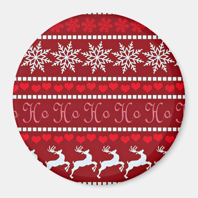 Íman Floco de neve festivo e Design de Reindeer (Frente)