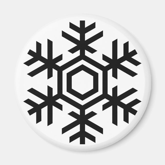 Íman Floco de neve preto e branco (Frente)