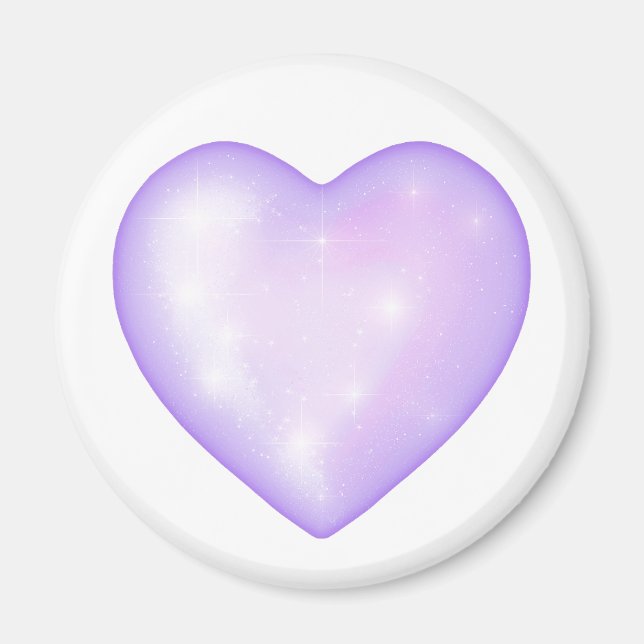 Íman floco de neve roxo leve e coração brilhando (Frente)