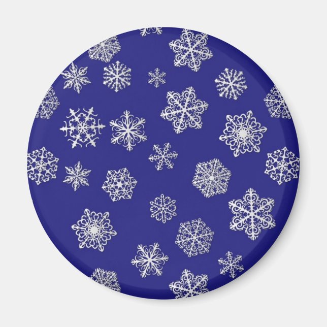 Íman Flocos de neve brancos contra azul de cobalto prof (Frente)