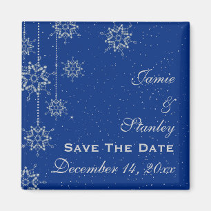 Íman Flocos de neve de cristal azul casamento Save the 