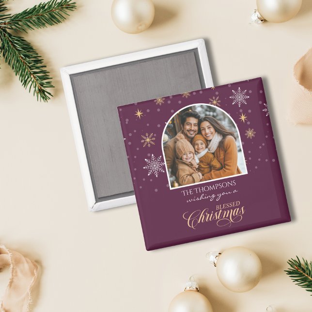 Íman Flocos de neve de inverno modernos Foto de Natal B (Criador carregado)